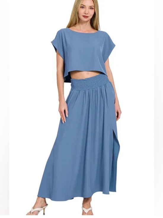 Zenana Outfitters Dresses & Skirts - Women’s Blue Maxi Skirt with Smocked Waist